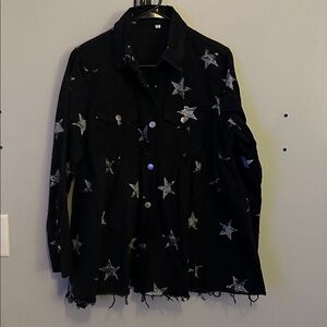 Black Jacket with Silver Star Pattern